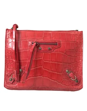 Balenciaga Exotic Red Alligator Leather Women's Clutch