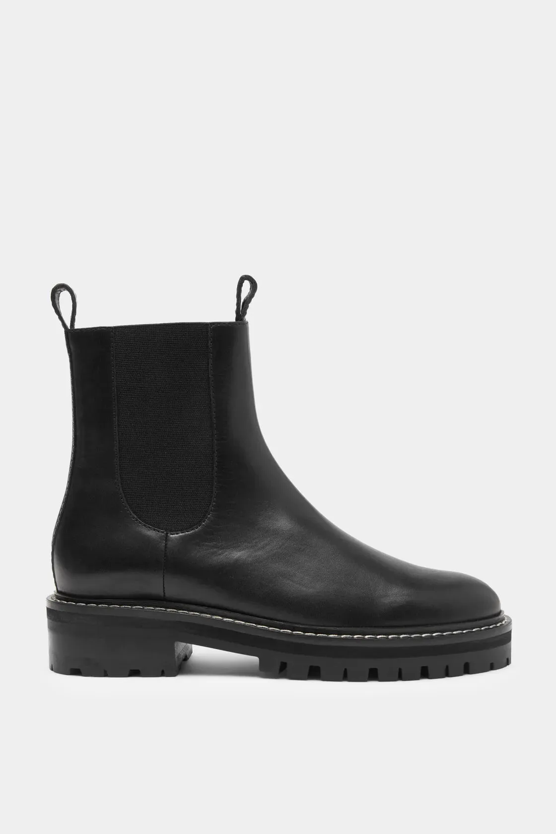 CONTRAST STITCH LEATHER BOOT | BLACK