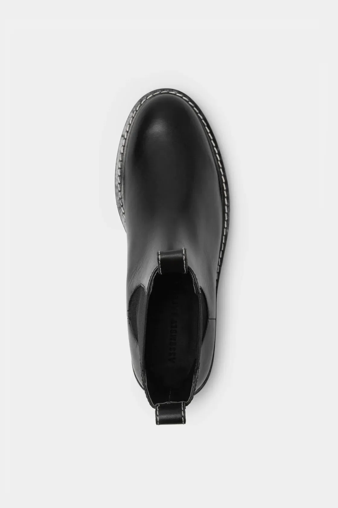 CONTRAST STITCH LEATHER BOOT | BLACK