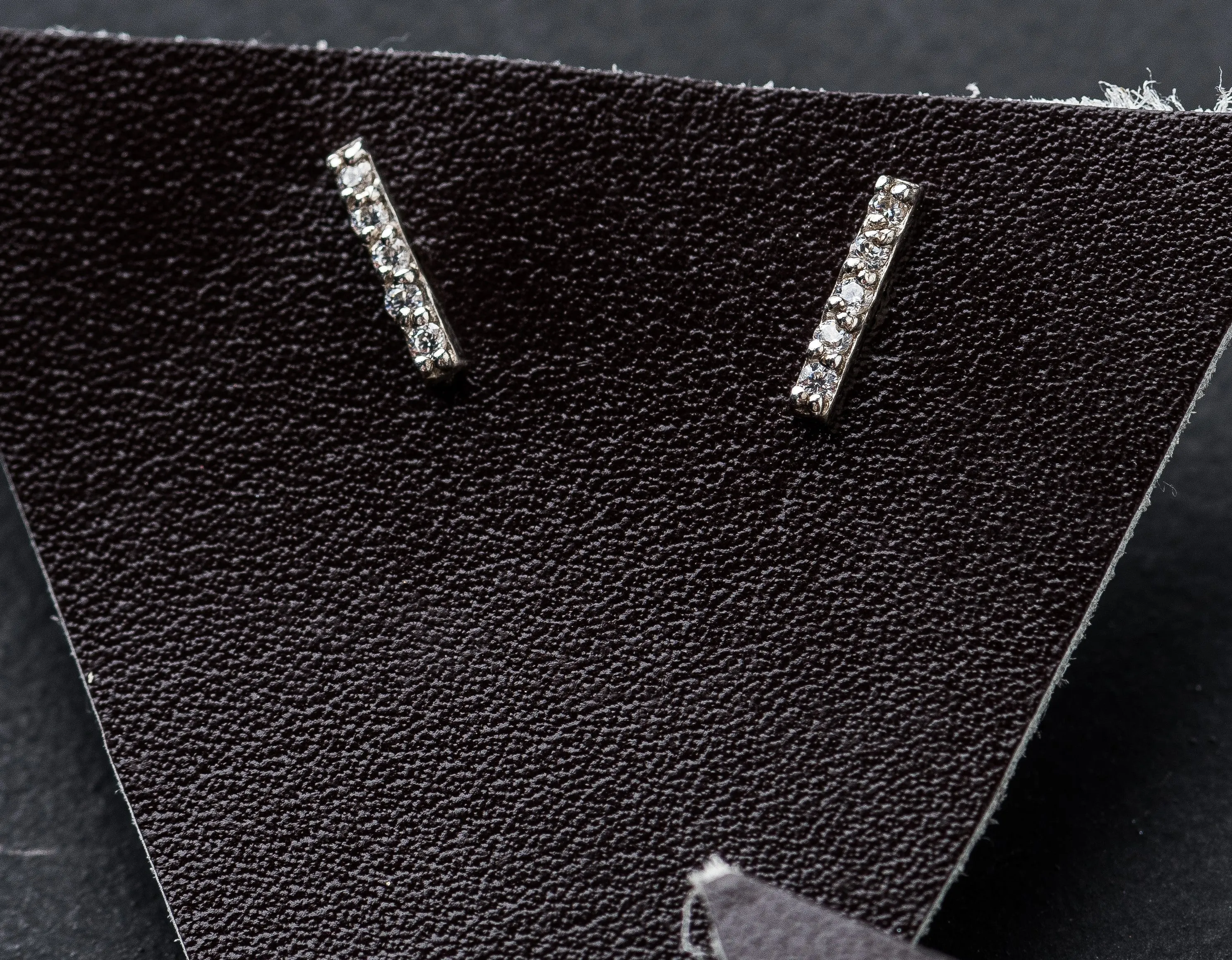 Cubic Zirconia Bar Stud Earrings in Silver