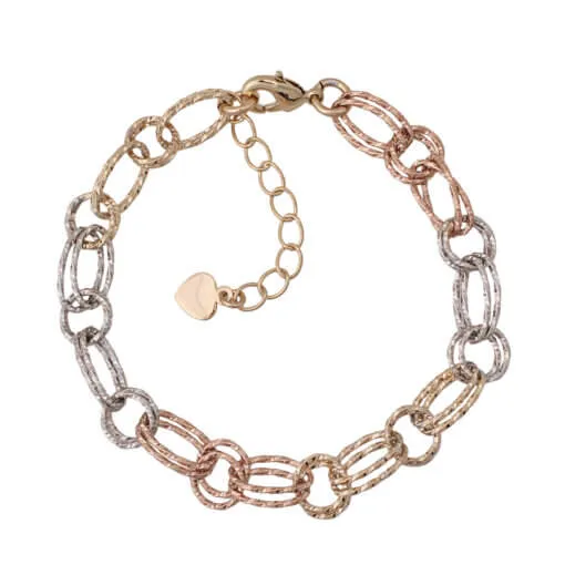 Double Sparkly Link Tricolor Bracelet