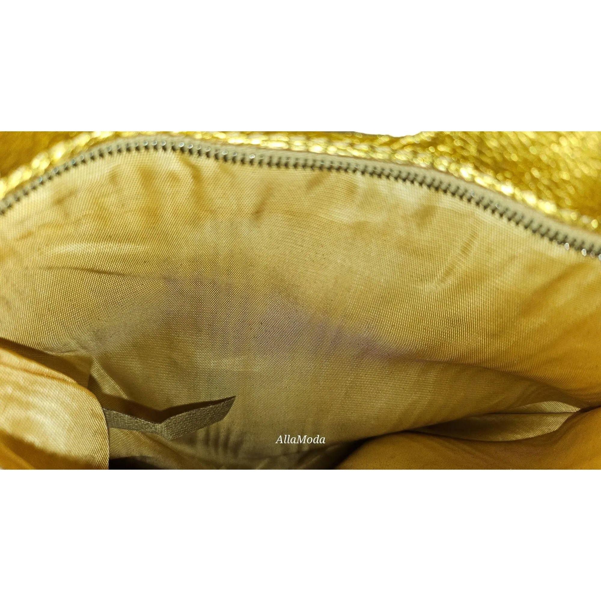 Fendi gold reptile tote with chrome FF accents
