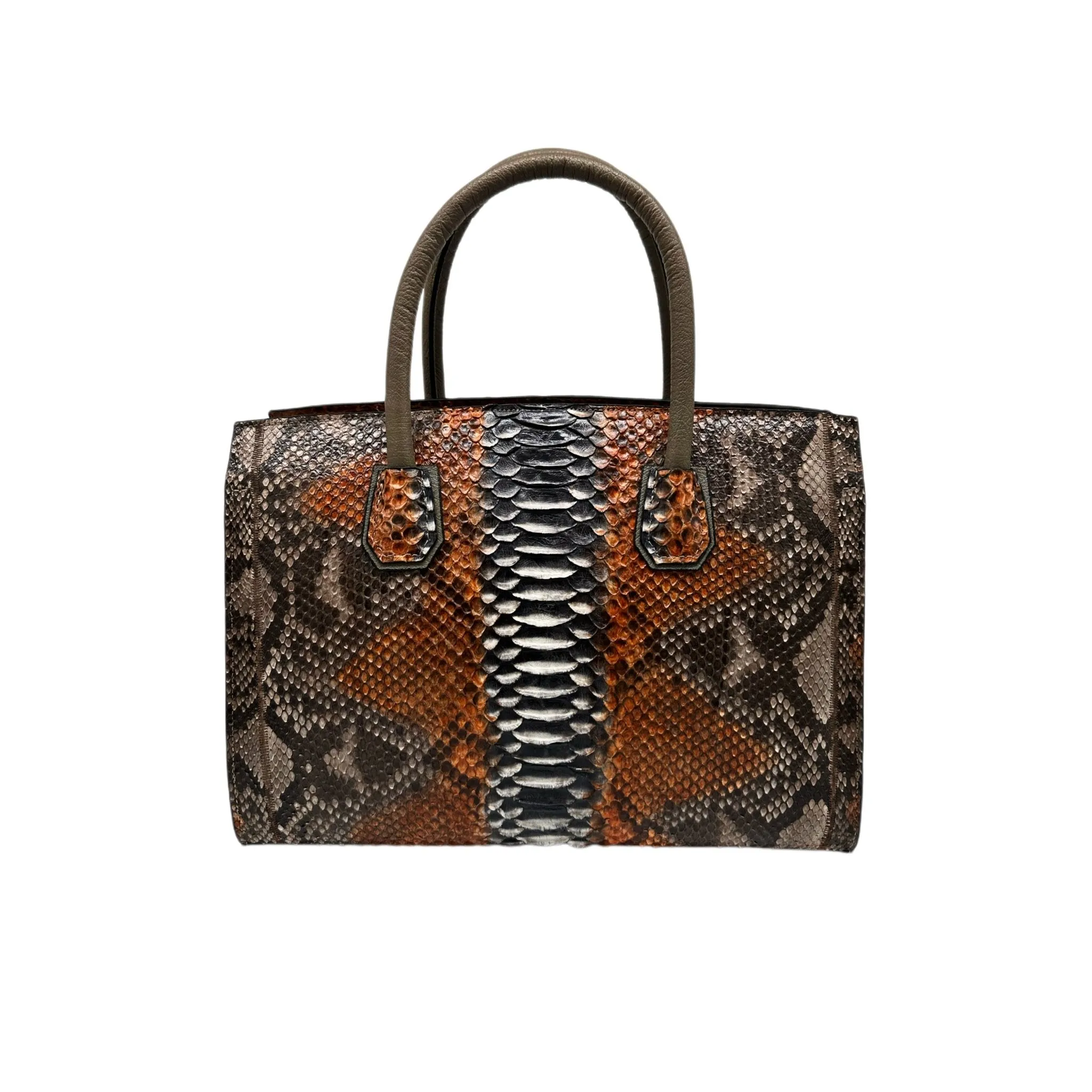 Large Amber Glow Snakeskin Top Handle Professional Tote Bag