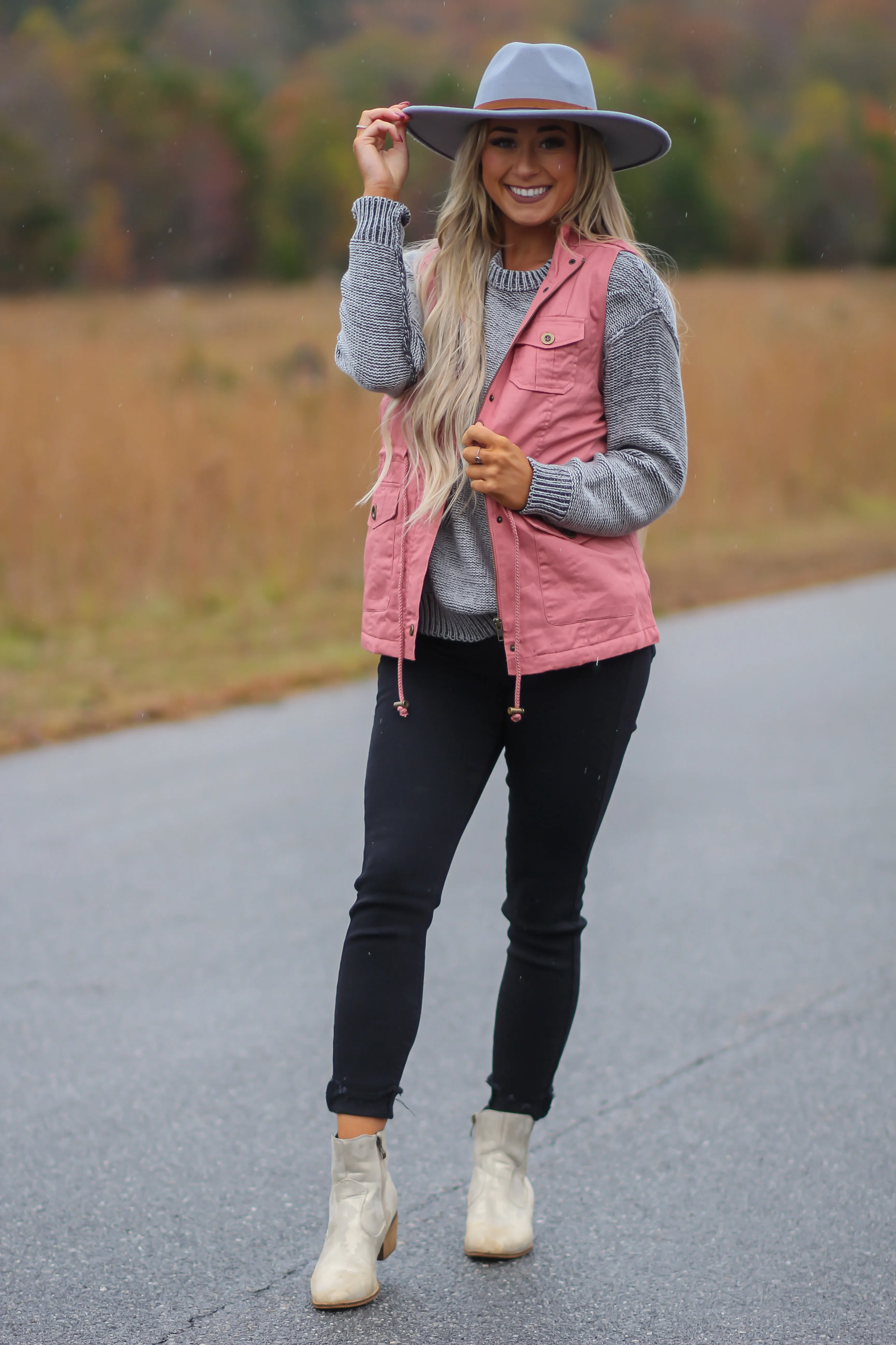 Mauve Fur Lined Anorak Vest
