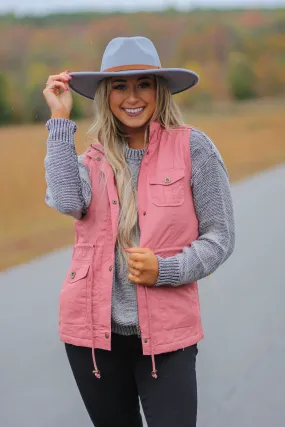 Mauve Fur Lined Anorak Vest