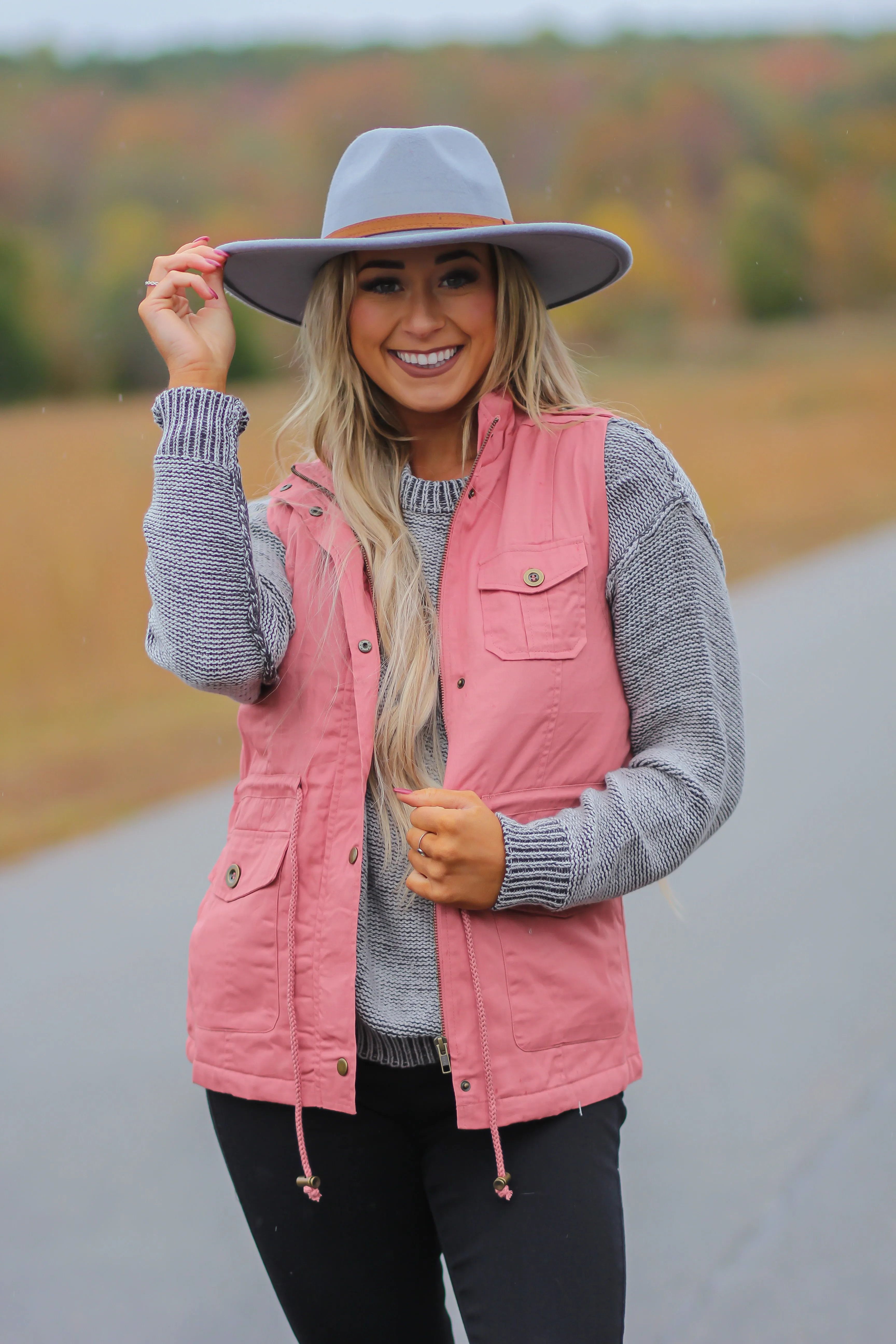 Mauve Fur Lined Anorak Vest