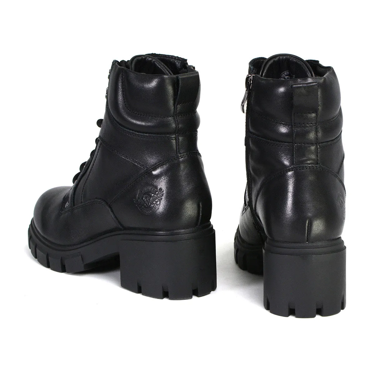 MBL9447 Women's Garter Black Leather Lace to Toe Motorcycle Boots