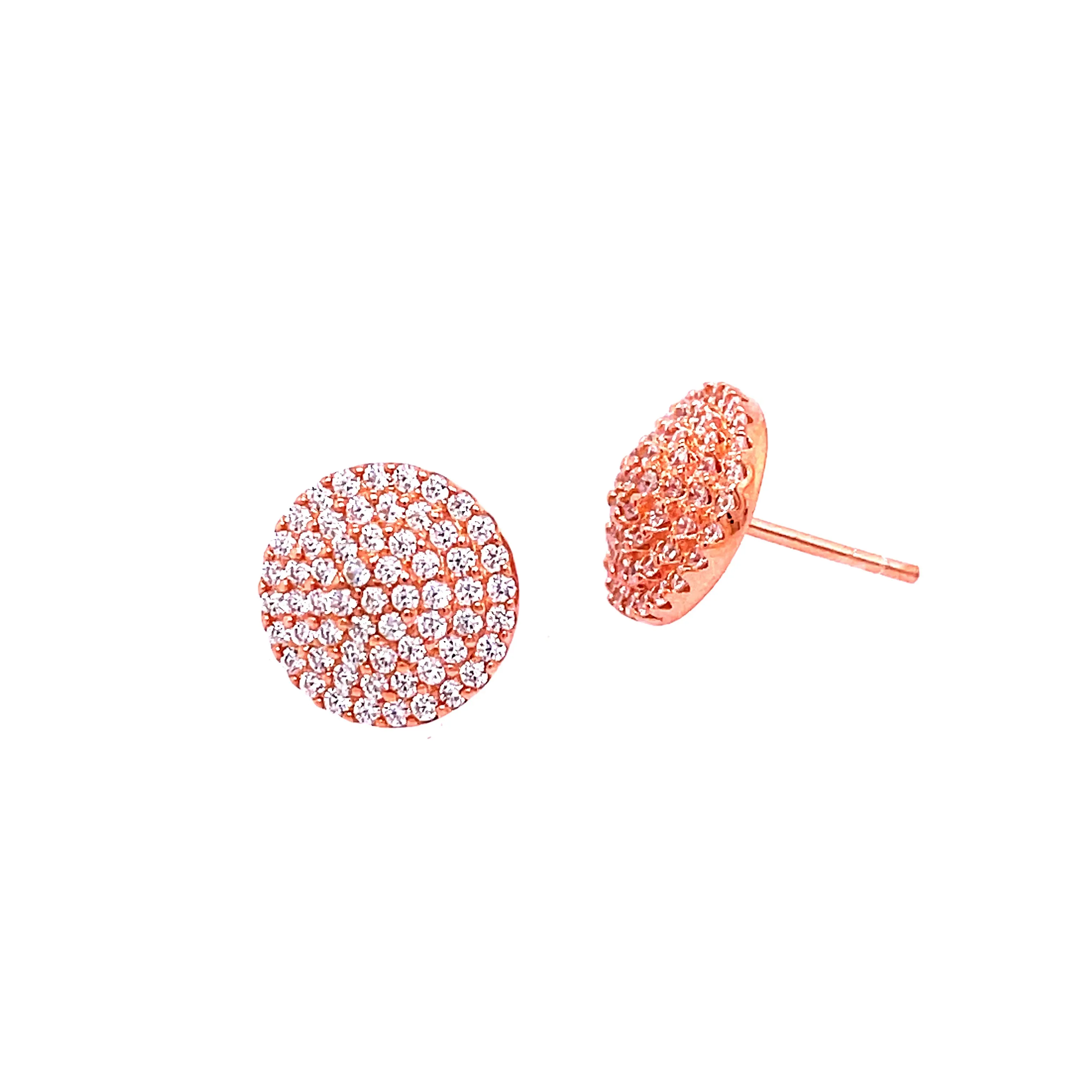 Pavé Circle Stud in Rose Gold