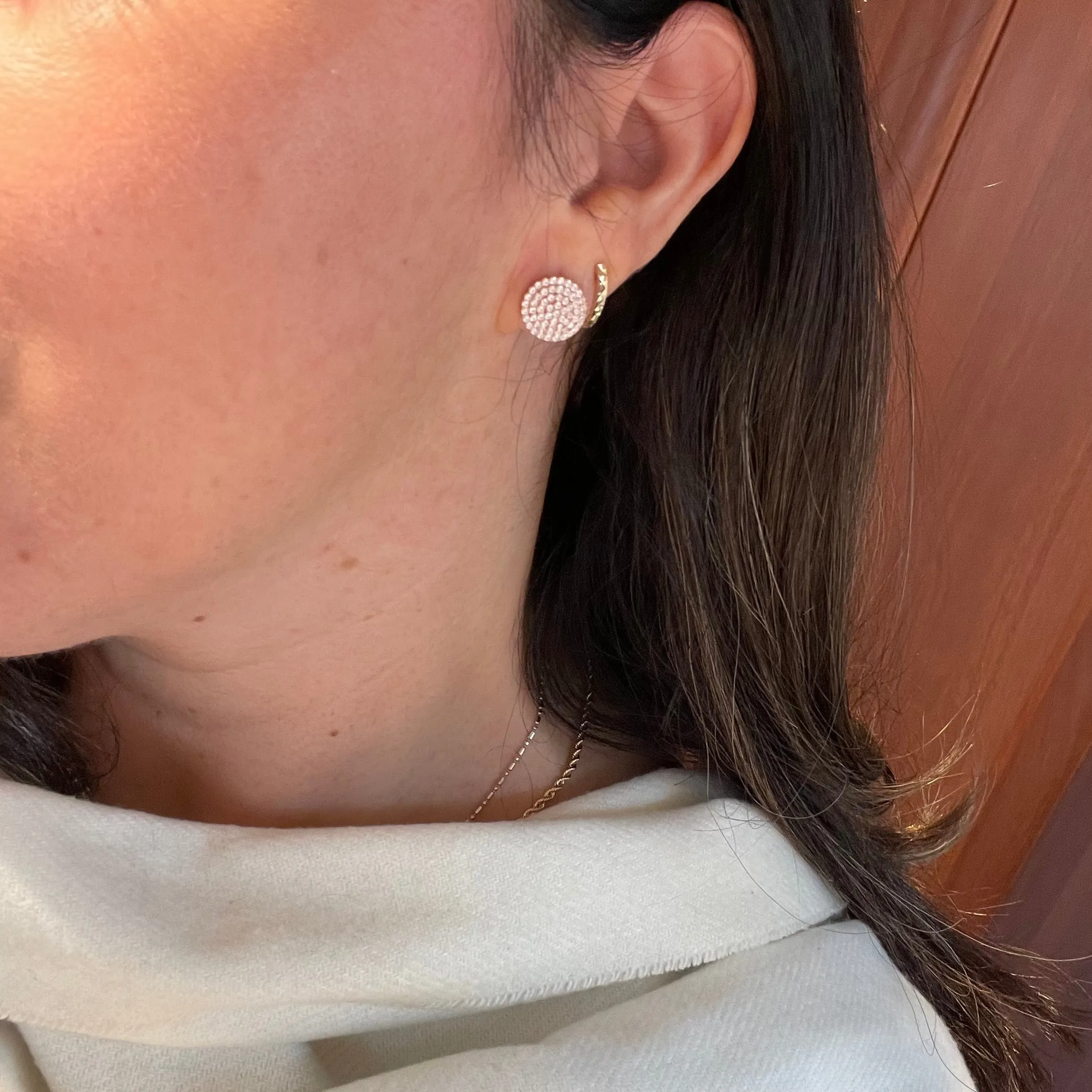 Pavé Circle Stud in Rose Gold