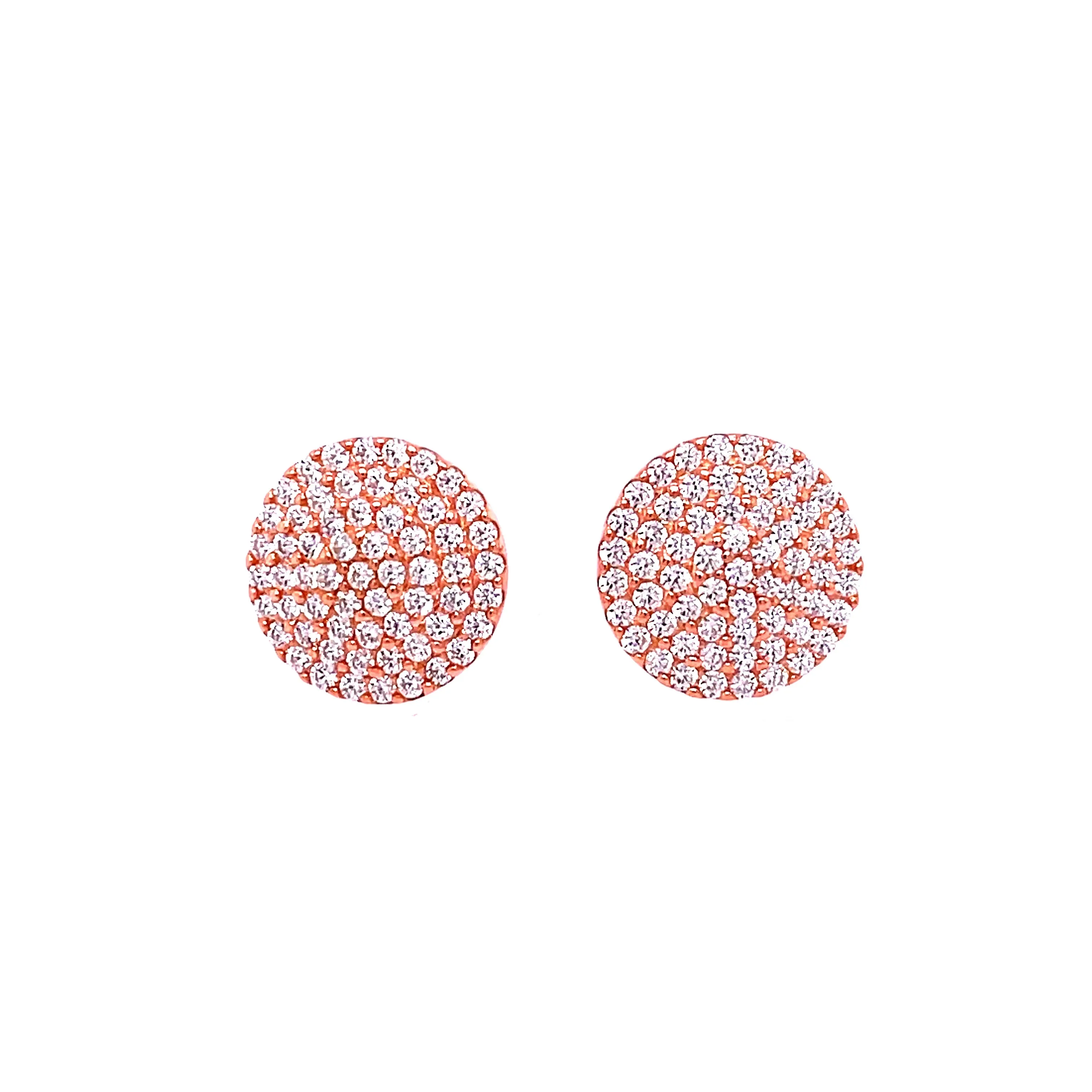 Pavé Circle Stud in Rose Gold