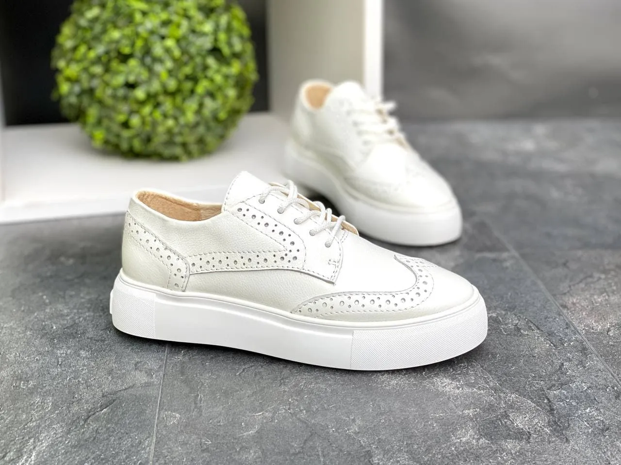 Women Leather Loafers Oxford White